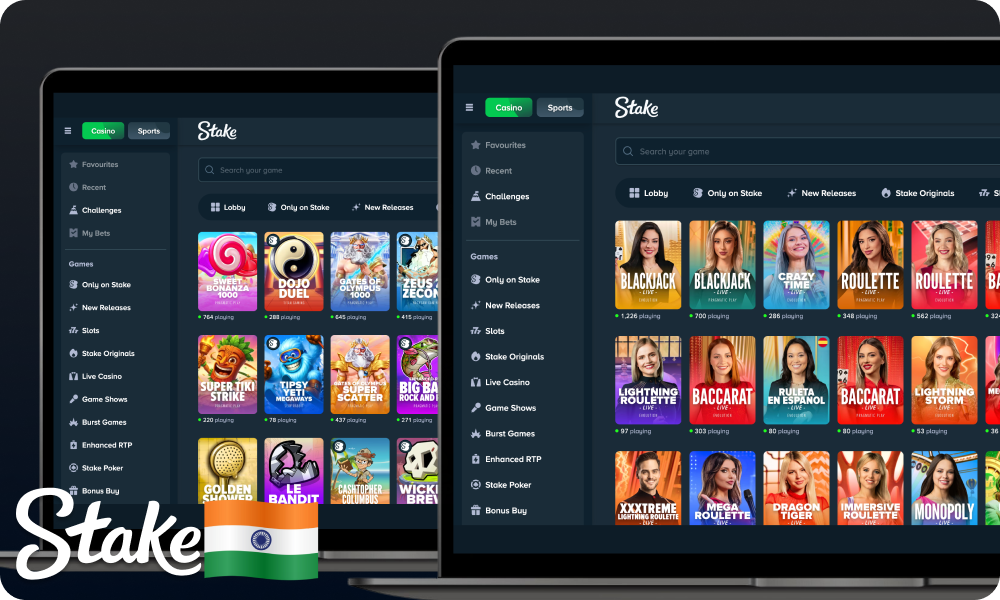 Top Sections and Games at Stake Casino in India